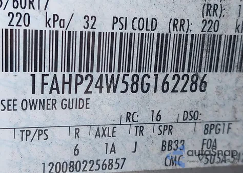 2008 Ford Taurus Sel z USA, uszkodzony, nr VIN 1FAHP24W58G162286